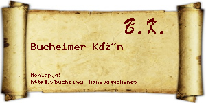 Bucheimer Kán névjegykártya